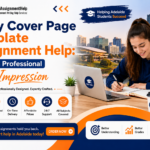 Essay Cover Page Template Assignment Help banner with student studying and MyAssignmentHelp branding.