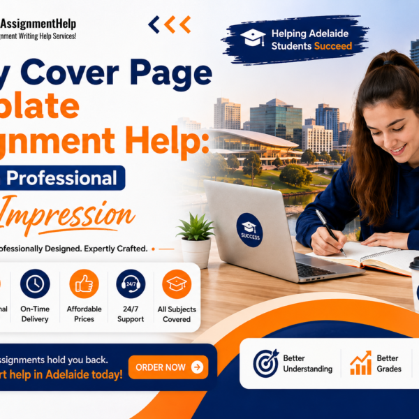 Essay Cover Page Template Assignment Help banner with student studying and MyAssignmentHelp branding.