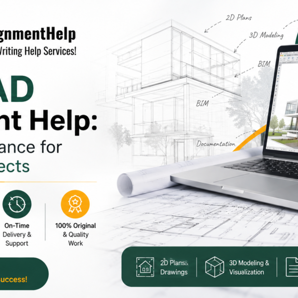 ArchiCAD assignment help banner featuring architectural design, 3D modeling, BIM, and expert assistance.