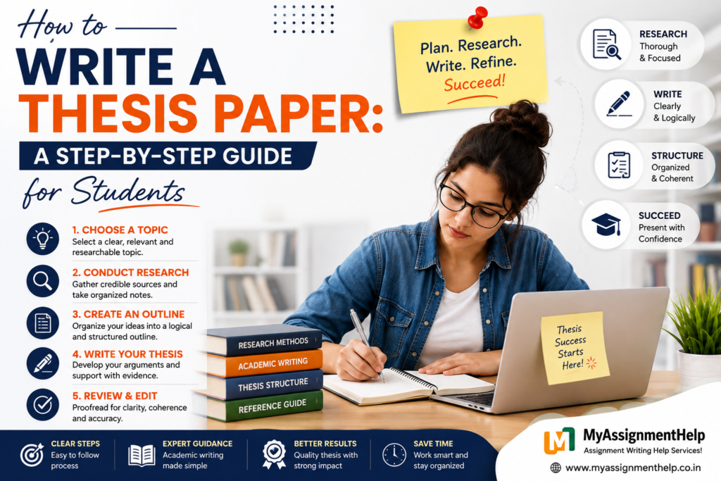 Step-by-step guide on how to write a thesis paper for students.