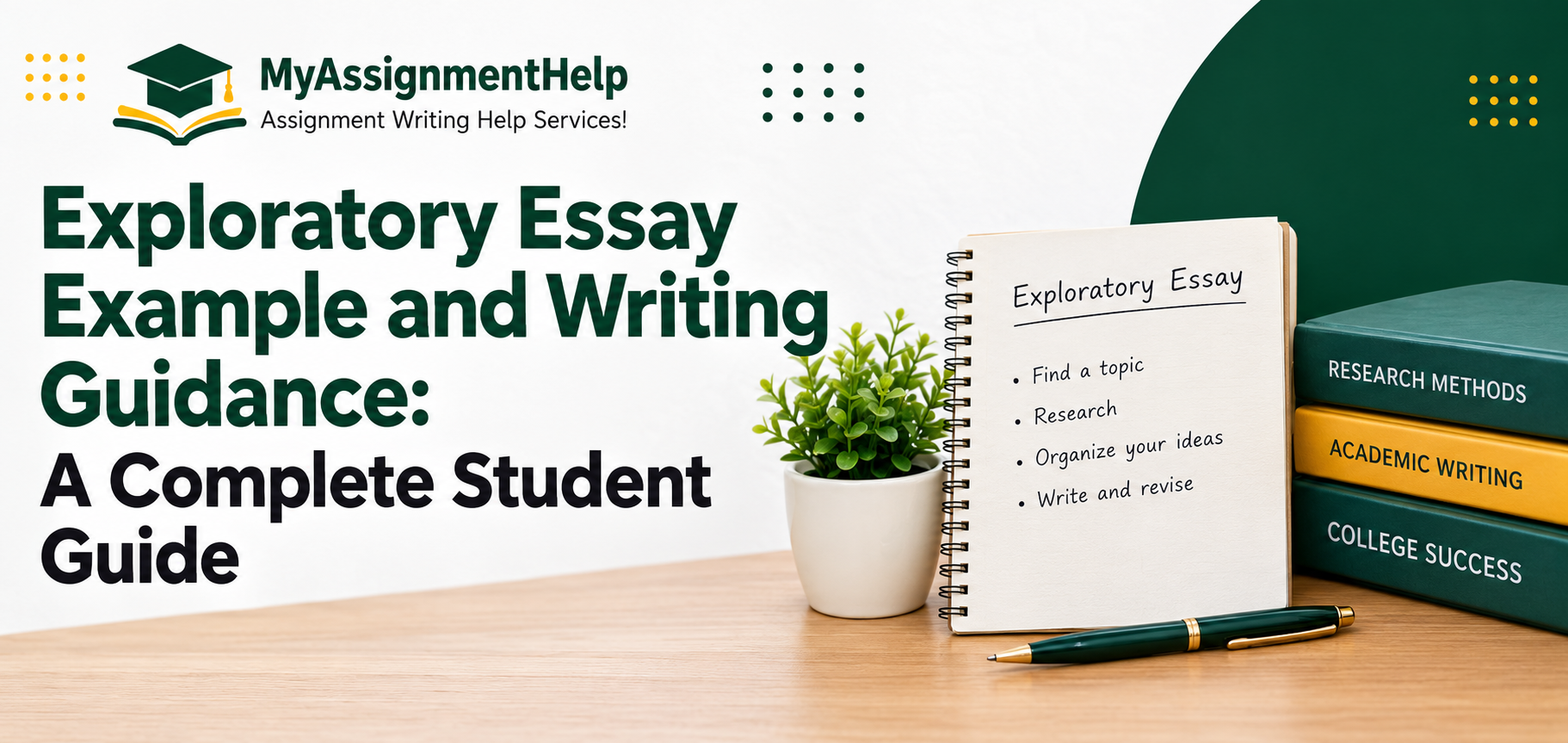 Exploratory essay writing guide banner by MyAssignmentHelp.