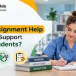 Nursing assignment help in Australia banner featuring nursing books, healthcare essentials, and Australian nursing education.