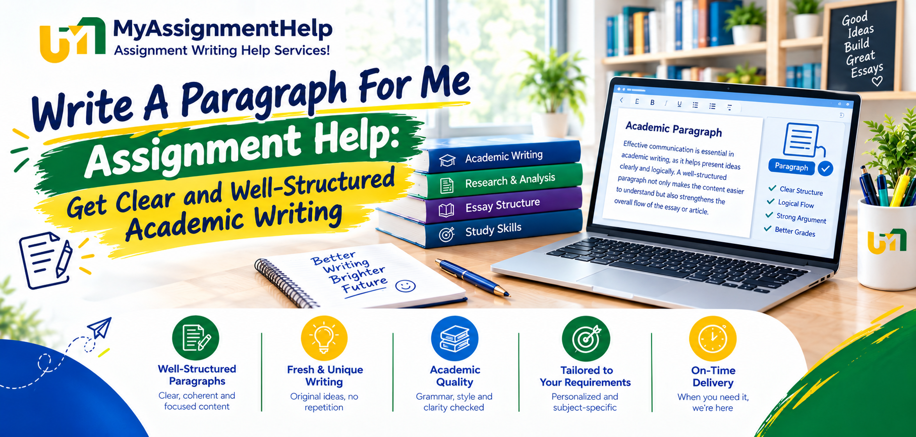 Write a Paragraph for Me Assignment Help – Clear Academic Writing with Laptop